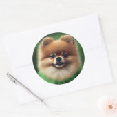 Pommeren Dog in St. Patrick's Day Dress Ronde Sticker (Envelop)