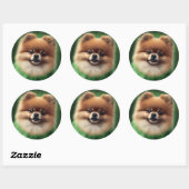 Pommeren Dog in St. Patrick's Day Dress Ronde Sticker (Vel)