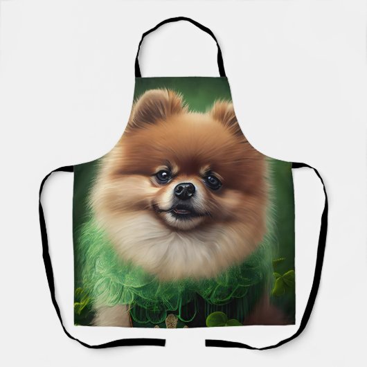 Pommeren Dog in St. Patrick's Day Dress Schort (Voorkant)