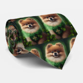 Pommeren Dog in St. Patrick's Day Dress Stropdas (Opgerold)
