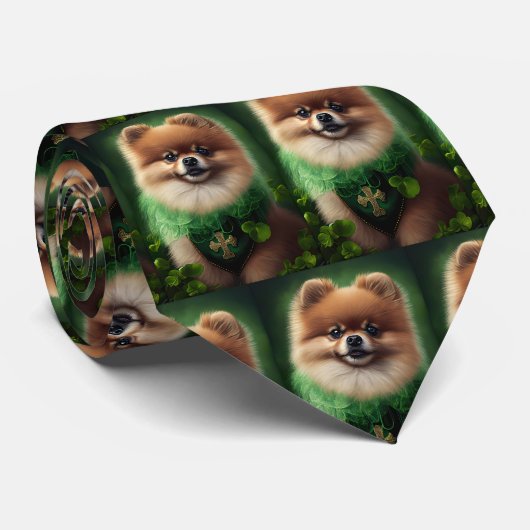 Pommeren Dog in St. Patrick's Day Dress Stropdas (Opgerold)
