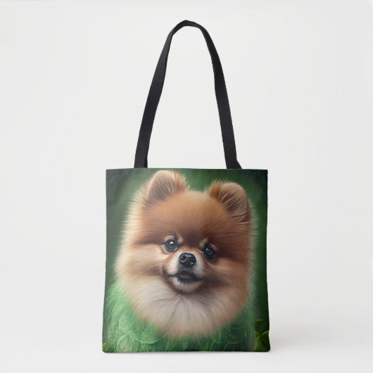 Pommeren Dog in St. Patrick's Day Dress Tote Bag (Voorkant)