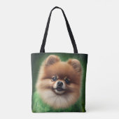 Pommeren Dog in St. Patrick's Day Dress Tote Bag (Achterkant)