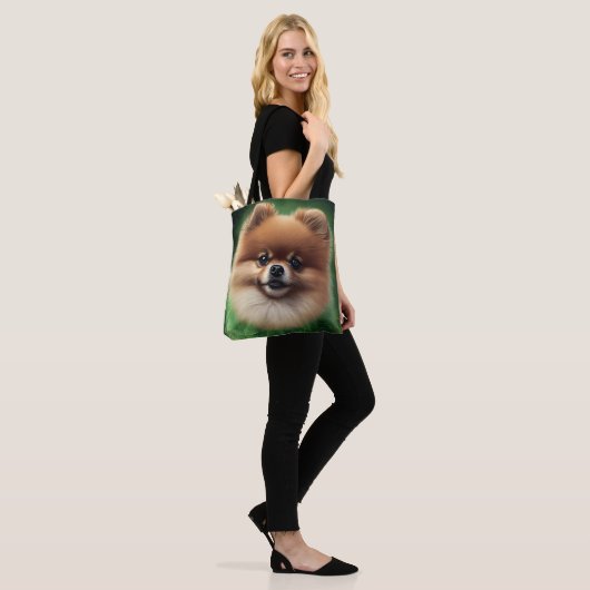 Pommeren Dog in St. Patrick's Day Dress Tote Bag (Op model)