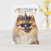 Pommeren Dog King voor een dag grappige verjaardag Kaart (Gele Bloem)