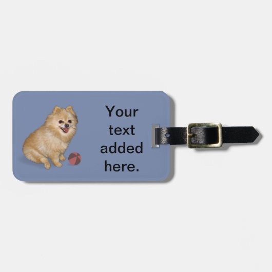 Pommeren Dog met Ball Bagagelabel (Voorkant horizontaal)