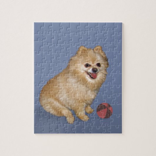 Pommeren Dog met Ball Legpuzzel (Verticaal)