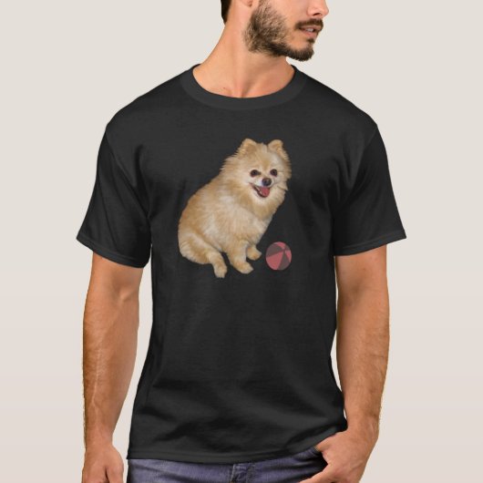 Pommeren Dog met Ball T-shirt (Voorkant)