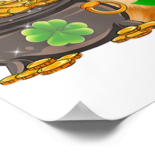 Pommeren Dog Shamrock St Patricks Day Dog Irish Poster (Hoek)