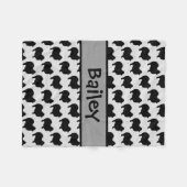 Pommeren Dog Silhouette CUSTOM Fleece Deken (Voorkant (Horizontaal))