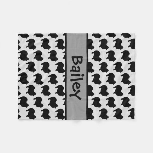 Pommeren Dog Silhouette CUSTOM Fleece Deken (Voorkant (Horizontaal))