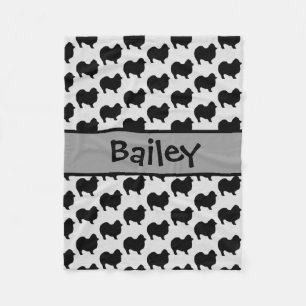 Pommeren Dog Silhouette CUSTOM Fleece Deken