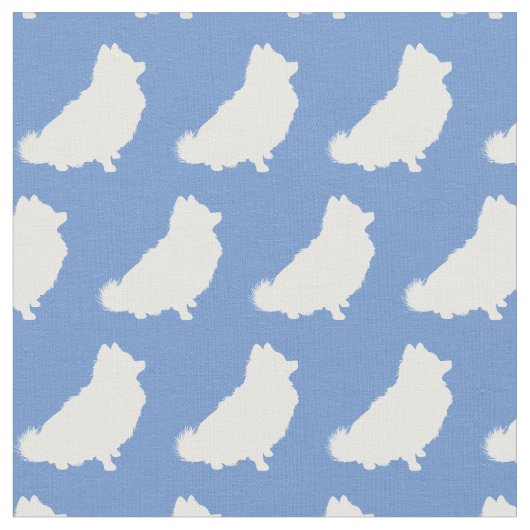 Pommeren Dog Silhouette Light Blue Stof (Close Up)