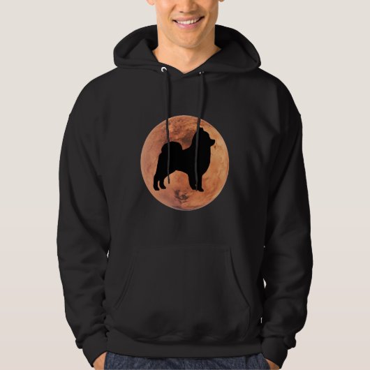 Pommeren Dog Silhouette op Mars Pommeren Lover Hoodie (Voorkant)