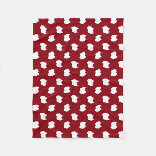 Pommeren Dog Silhouettes Pattern Red en White Fleece Deken