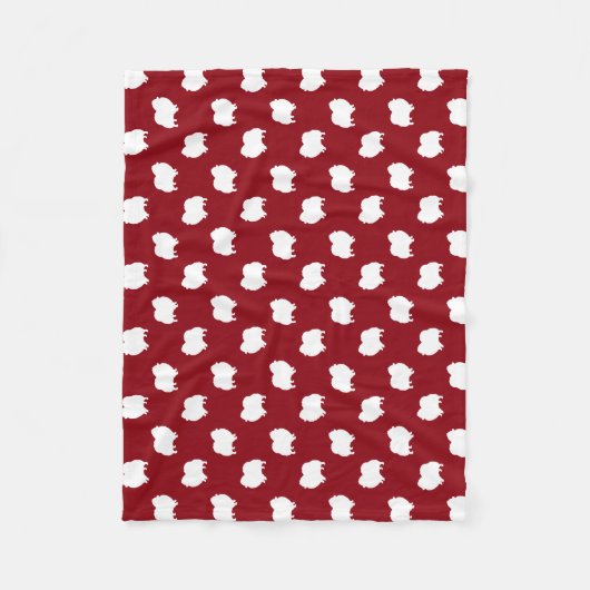 Pommeren Dog Silhouettes Pattern Red en White Fleece Deken (Voorkant)