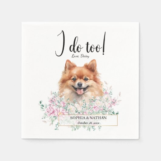 Pommeren Dog Wedding Cocktail Napkins Servet (Voorkant)
