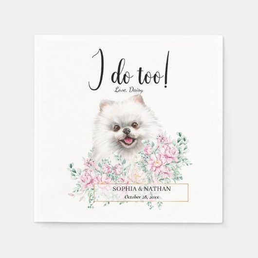 Pommeren Dog Wedding Cocktail Napkins Servet (Voorkant)