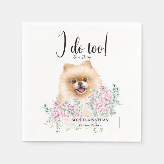 Pommeren Dog Wedding Cocktail Napkins Servet (Voorkant)