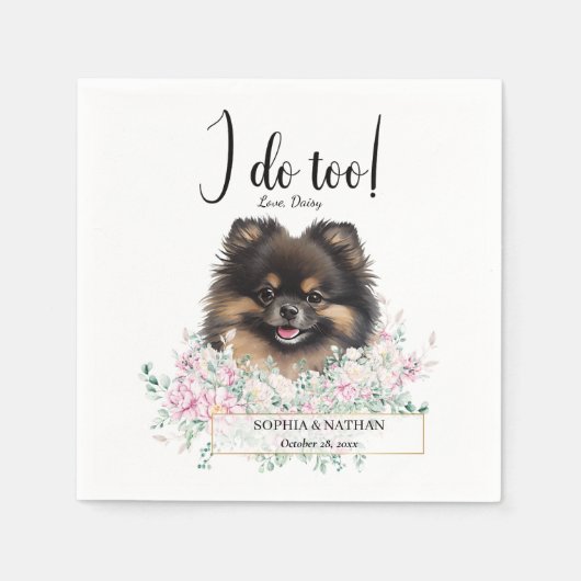 Pommeren Dog Wedding Cocktail Napkins Servet (Voorkant)