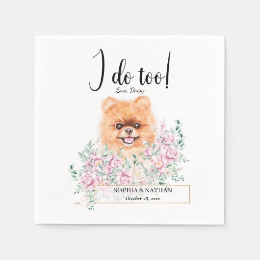 Pommeren Dog Wedding Cocktail Napkins Servet (Voorkant)