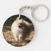 Pommeren draaien in de Gestorven bladeren Sleutelhanger (Achterkant)