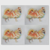 Pommeren Duitse Spitz Dog Waterverf wrapping Cadeaupapier (Vlak)