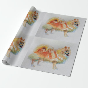 Pommeren Duitse Spitz Dog Waterverf wrapping Cadeaupapier