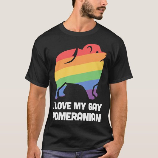 Pommeren Funny Gay Dog Lgbt Pride T-shirt (Voorkant)