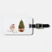 Pommeren Funny-kersthond met boom Bagagelabel (Voorkant horizontaal)