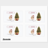 Pommeren Funny-kersthond met boom Rechthoekige Sticker (Vel)