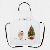 Pommeren Funny-kersthond met boom Schort (Voorkant)