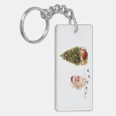 Pommeren Funny-kersthond met boom Sleutelhanger (Voorkant Links)