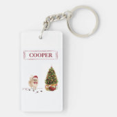 Pommeren Funny-kersthond met boom Sleutelhanger (achterkant)