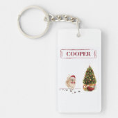 Pommeren Funny-kersthond met boom Sleutelhanger (Voorkant)