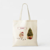 Pommeren Funny-kersthond met boom Tote Bag (Achterkant)