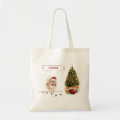 Pommeren Funny-kersthond met boom Tote Bag (Voorkant)
