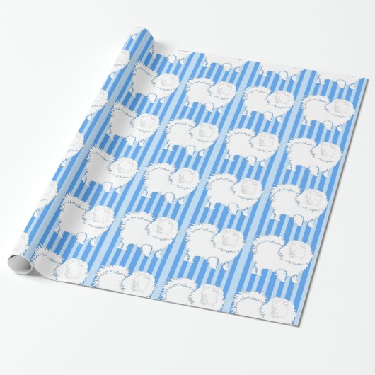 Pommeren Gift wrapping papier Blauwe strepen (Uitgerold)