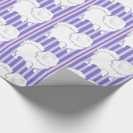 Pommeren Gift wrapping papier paarse strepen (Hoek)