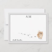 Pommeren Gray Border Monogram gepersonaliseerd in  Notitiekaartje (Voorkant)