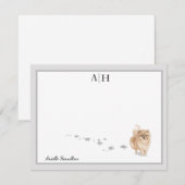 Pommeren Gray Border Monogram gepersonaliseerd in  Notitiekaartje (Voorkant / Achterkant)