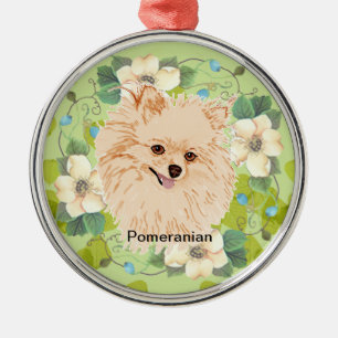 Pommeren - Groen bladontwerp Metalen Ornament