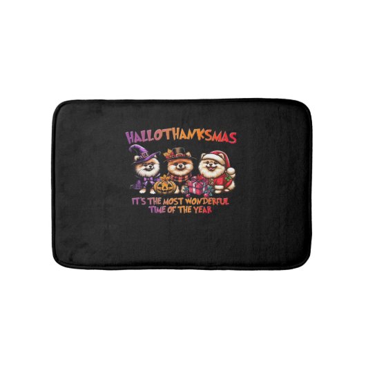 Pommeren Halloween Thanksgiving Christmas Classi Badmat (Voorkant)