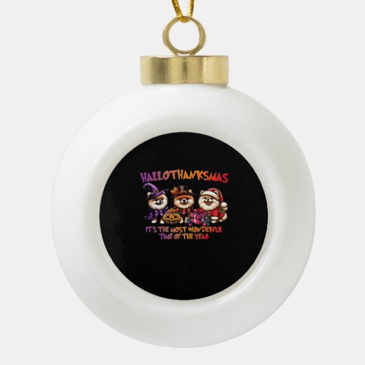 Pommeren Halloween Thanksgiving Christmas Classi Keramische Bal Ornament (Voorkant)
