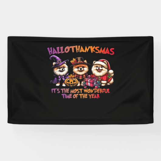 Pommeren Halloween Thanksgiving Christmas Classi Spandoek (Horizontaal)