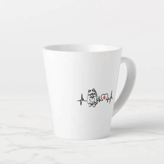 Pommeren hartslag hartlijn latte mok (Rechterhoek)