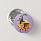 Pommeren heks ronde button 3,2 cm (Voorkant /achterkant)
