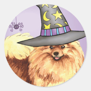 Pommeren heks ronde sticker