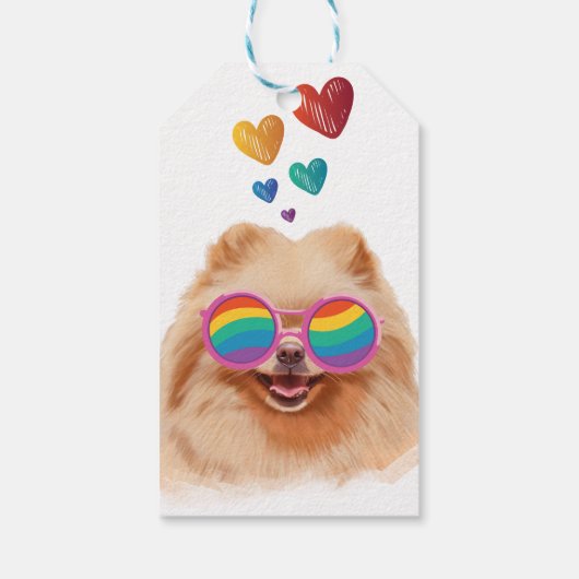 Pommeren Hond met hartenValentijnsdag Cadeaulabel (Achterkant)