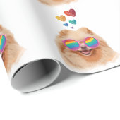 Pommeren Hond met hartenValentijnsdag Cadeaupapier (Rol Hoek)